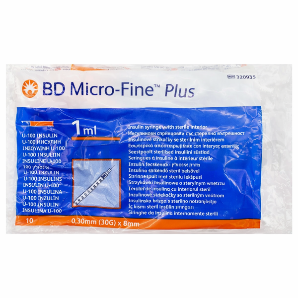 BD 320935 Micro Fine İnsulin Şırıngası 1 ml 30 gr 0,30 x 8 mm 10'lu